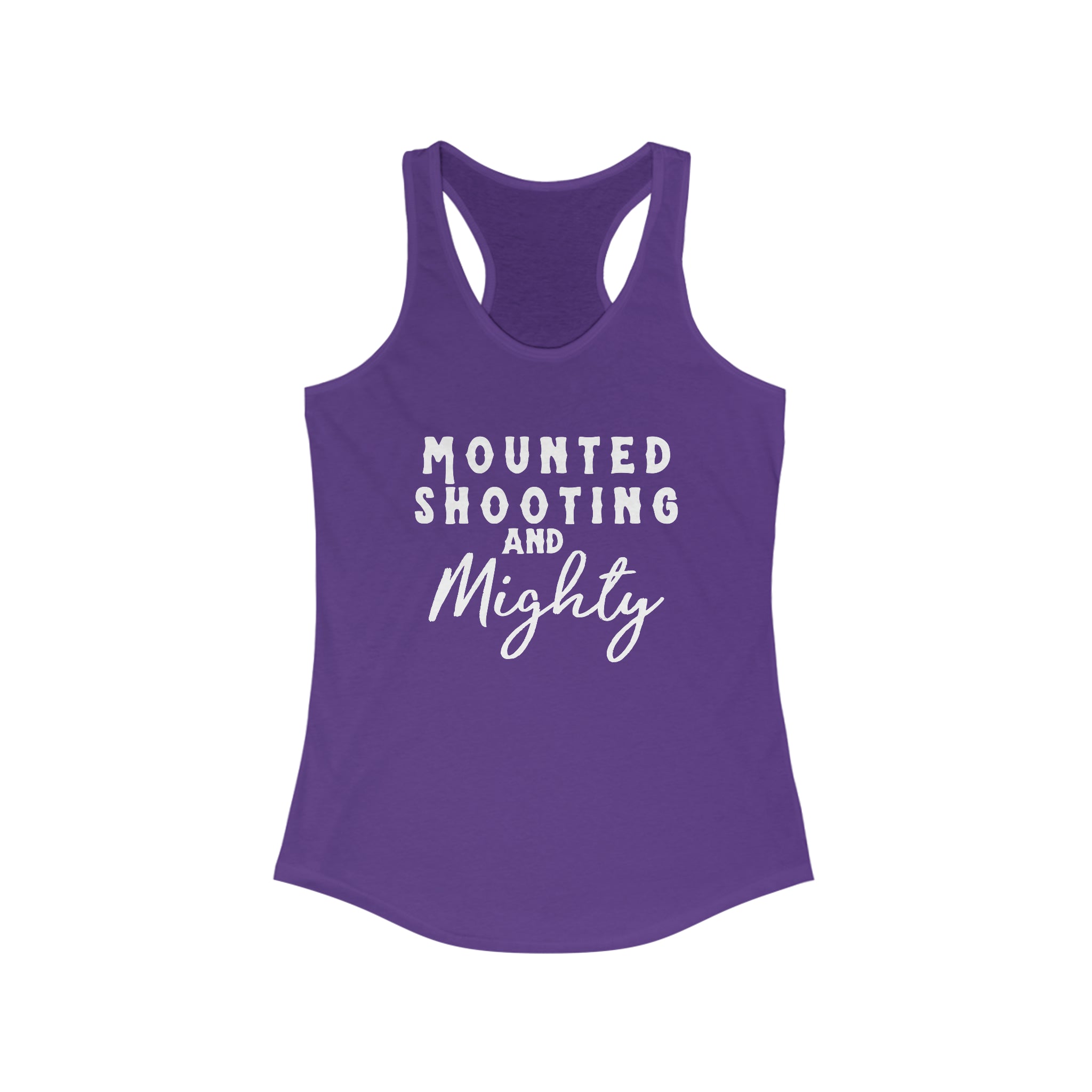 Mounted Shooting & Mighty Racerback Tank Horse Riding Discipline Tee Printify XS Solid Purple Rush