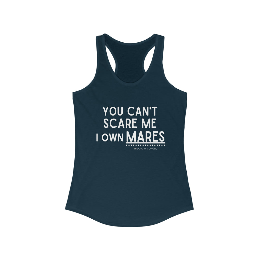 You Can't Scare Me I Own Mares Racerback Tank tcc graphic tee Printify XS Solid Midnight Navy 