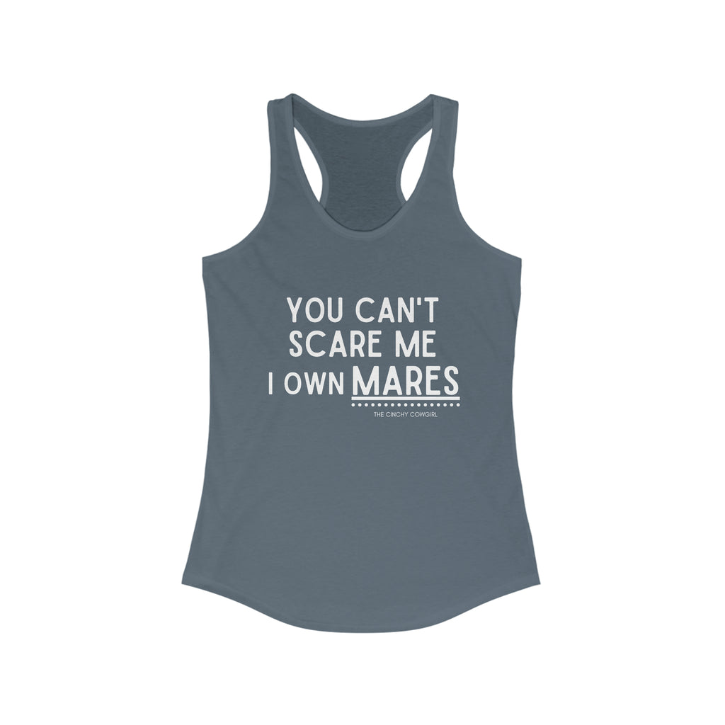 You Can't Scare Me I Own Mares Racerback Tank tcc graphic tee Printify XS Solid Indigo 
