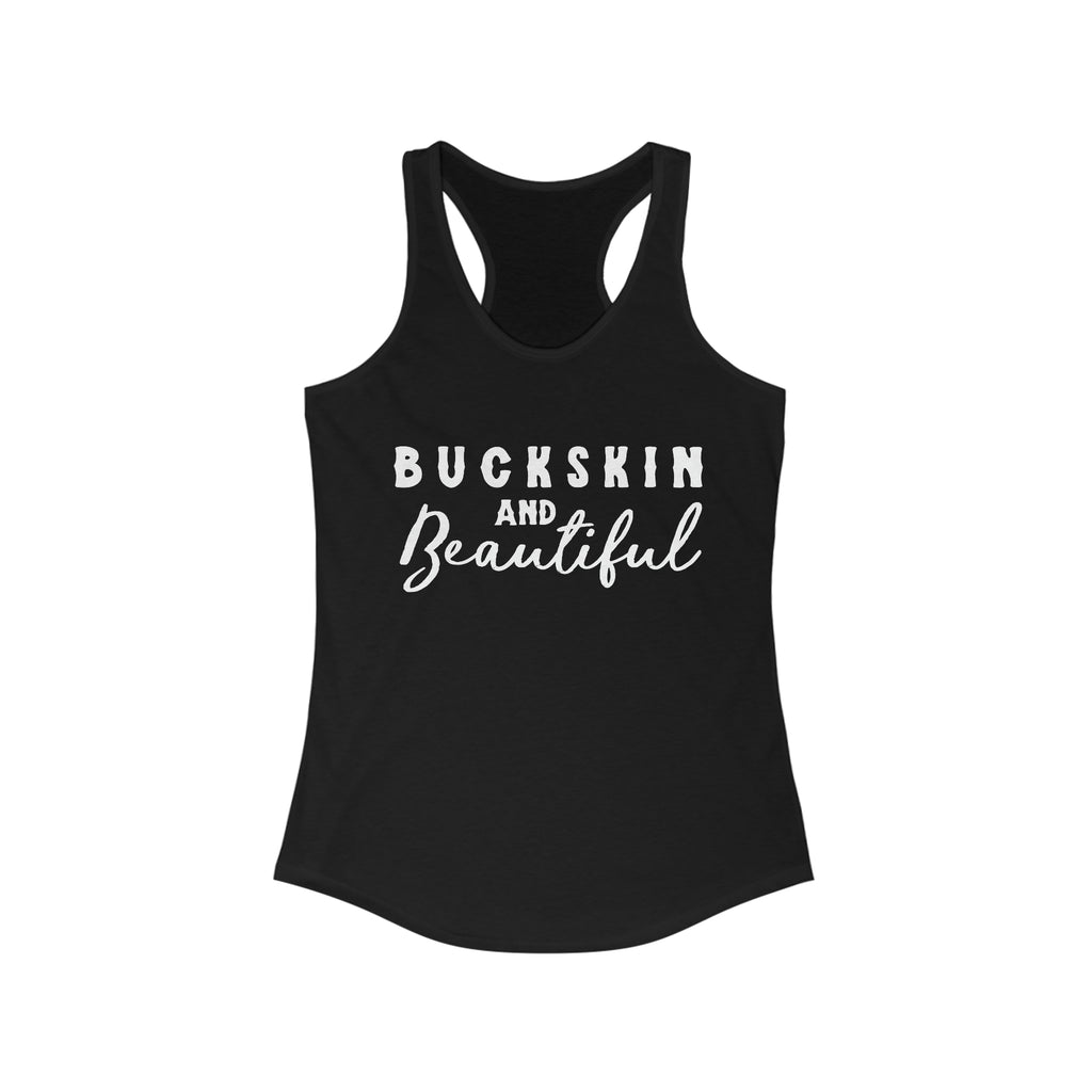 Buckskin & Beautiful Racerback Tank Horse Color Shirts Printify XS Solid Black 