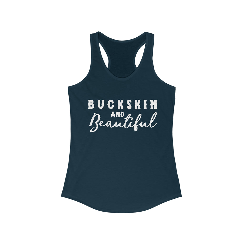 Buckskin & Beautiful Racerback Tank Horse Color Shirts Printify XS Solid Midnight Navy 