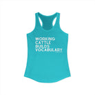 Working Cattle Builds Vocabulary Racerback Tank Tank Top The Cinchy Cowgirl - Print XS Solid Tahiti Blue