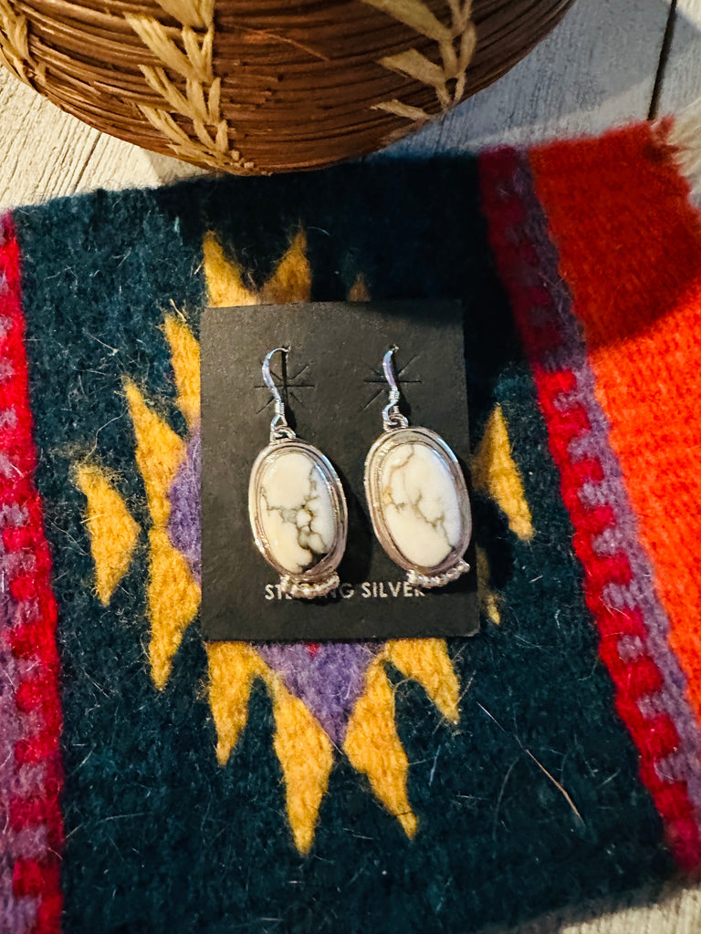 Navajo Howlite Dangle Earrings NT jewelry Nizhoni Traders LLC   