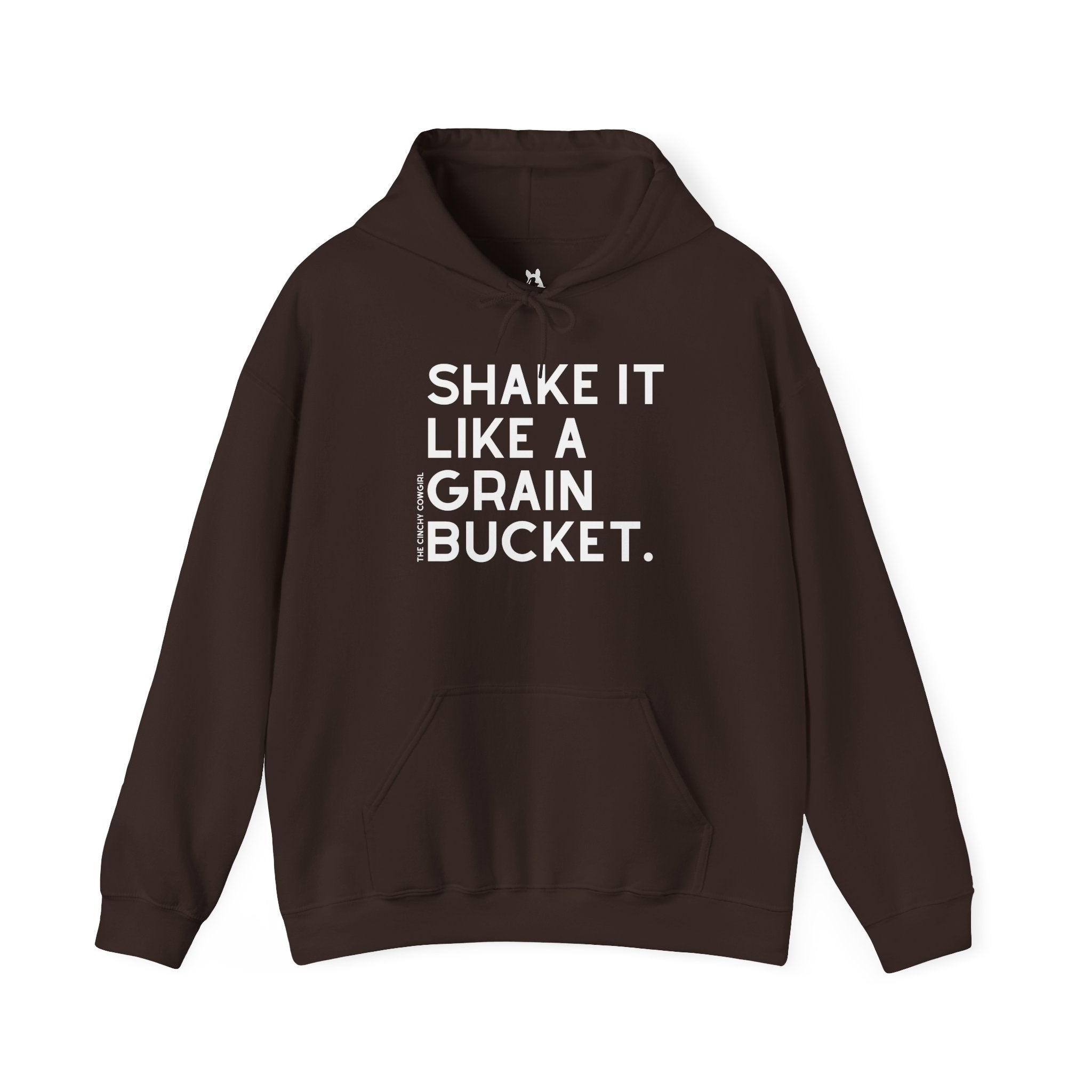 Shake It Like A Grain Bucket Hoodie Hoodie The Cinchy Cowgirl - Print Dark Chocolate S