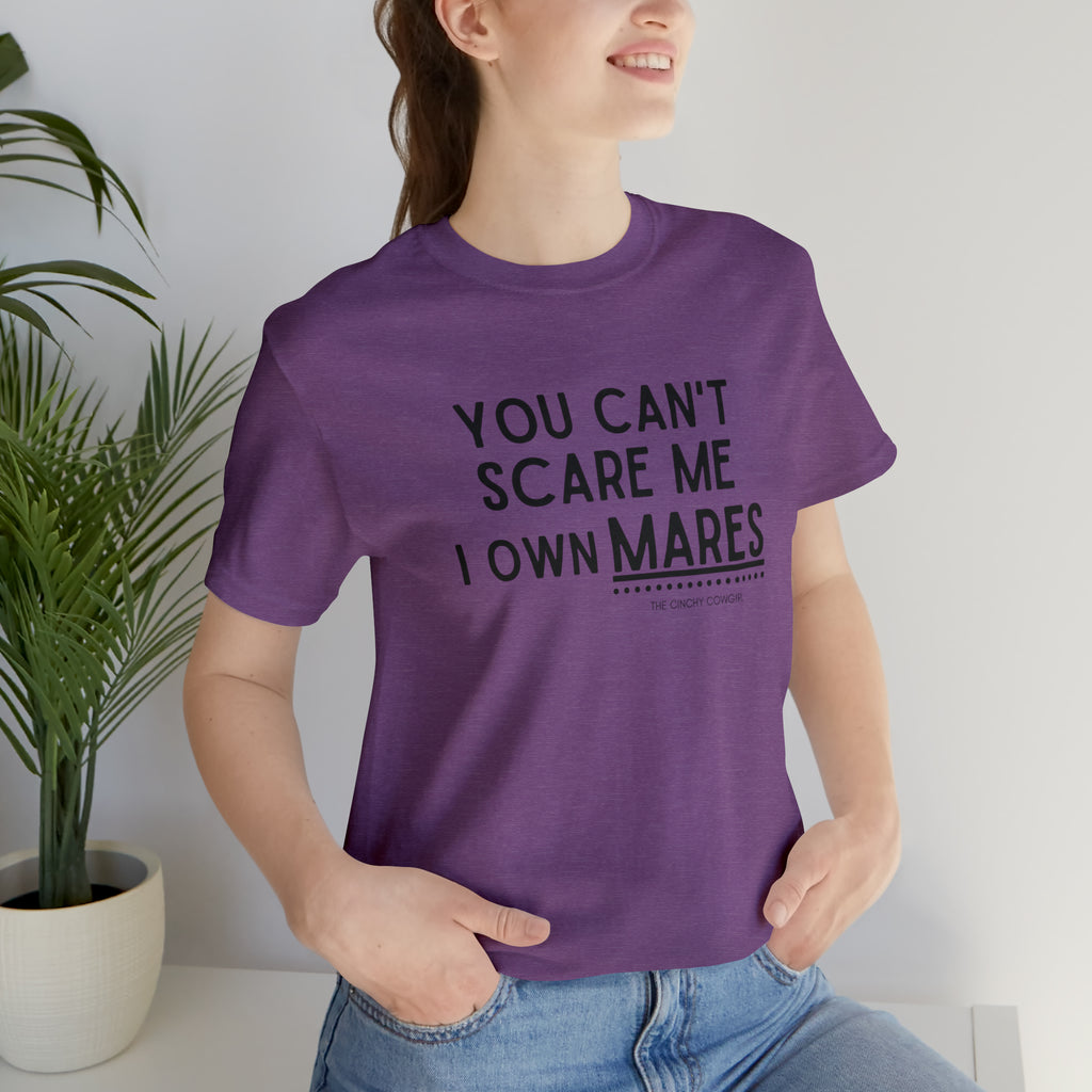 You Can't Scare Me I Own Mares Short Sleeve Tee tcc graphic tee Printify Heather Team Purple XS 