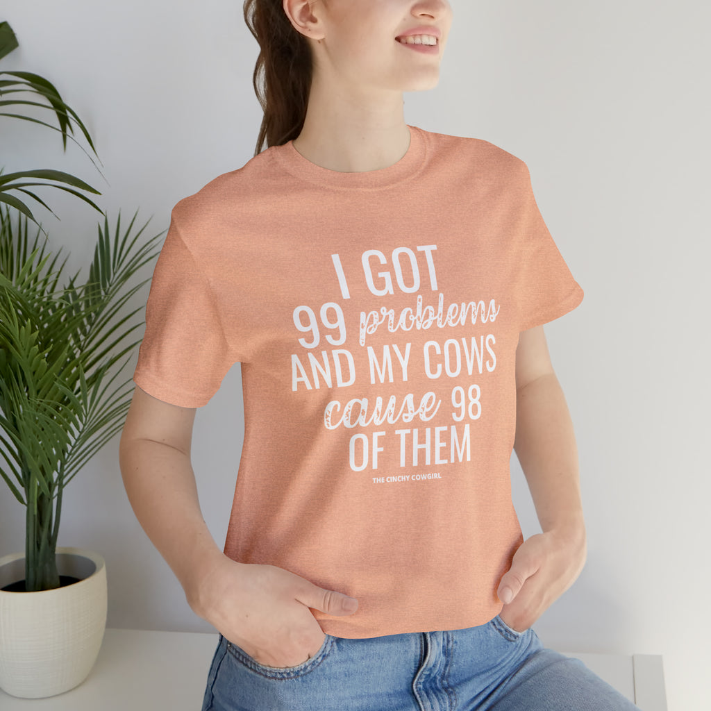 Cow Problems Short Sleeve Tee tcc graphic tee Printify Heather Peach XS 