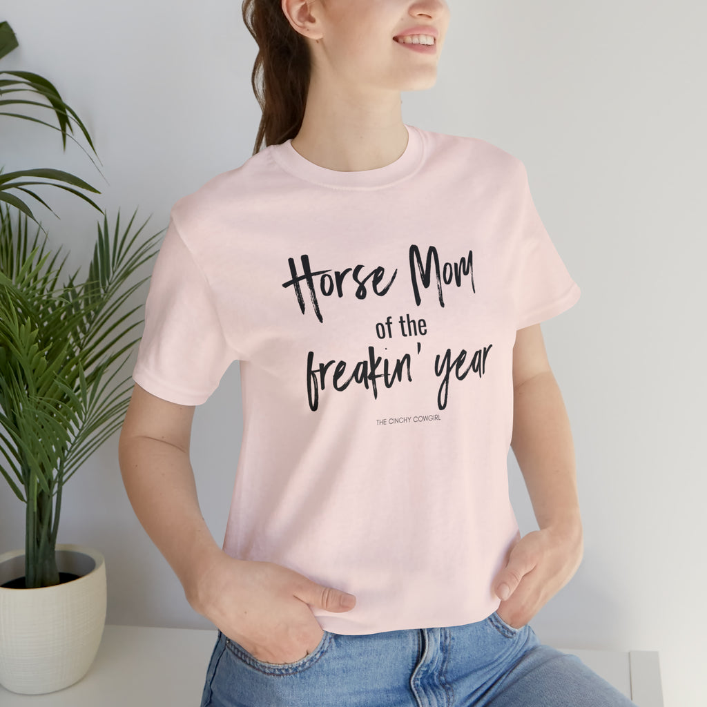 Horse Mom of the Freakin' Year Short Sleeve Tee tcc graphic tee Printify Soft Pink XS 
