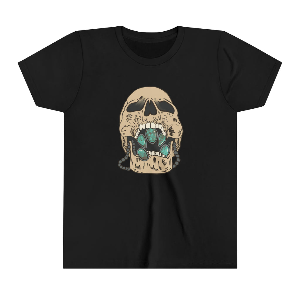 Squash Blossom Skull Youth Short Sleeve Tee Black