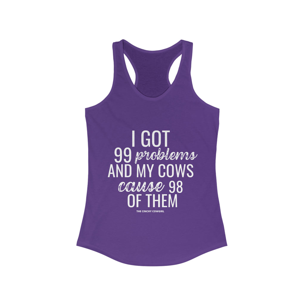 Cow Problems Racerback Tank tcc graphic tee Printify XS Solid Purple Rush 