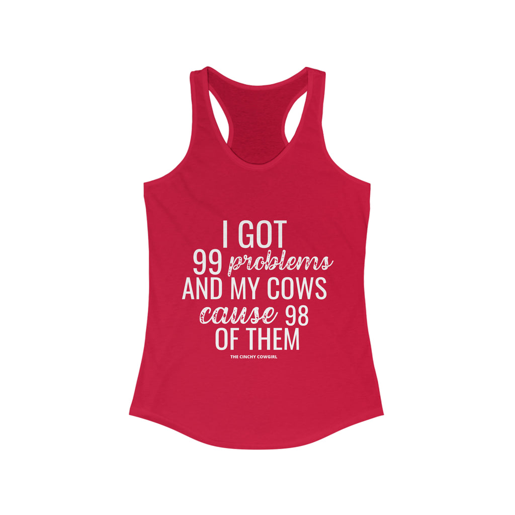 Cow Problems Racerback Tank tcc graphic tee Printify XS Solid Red 