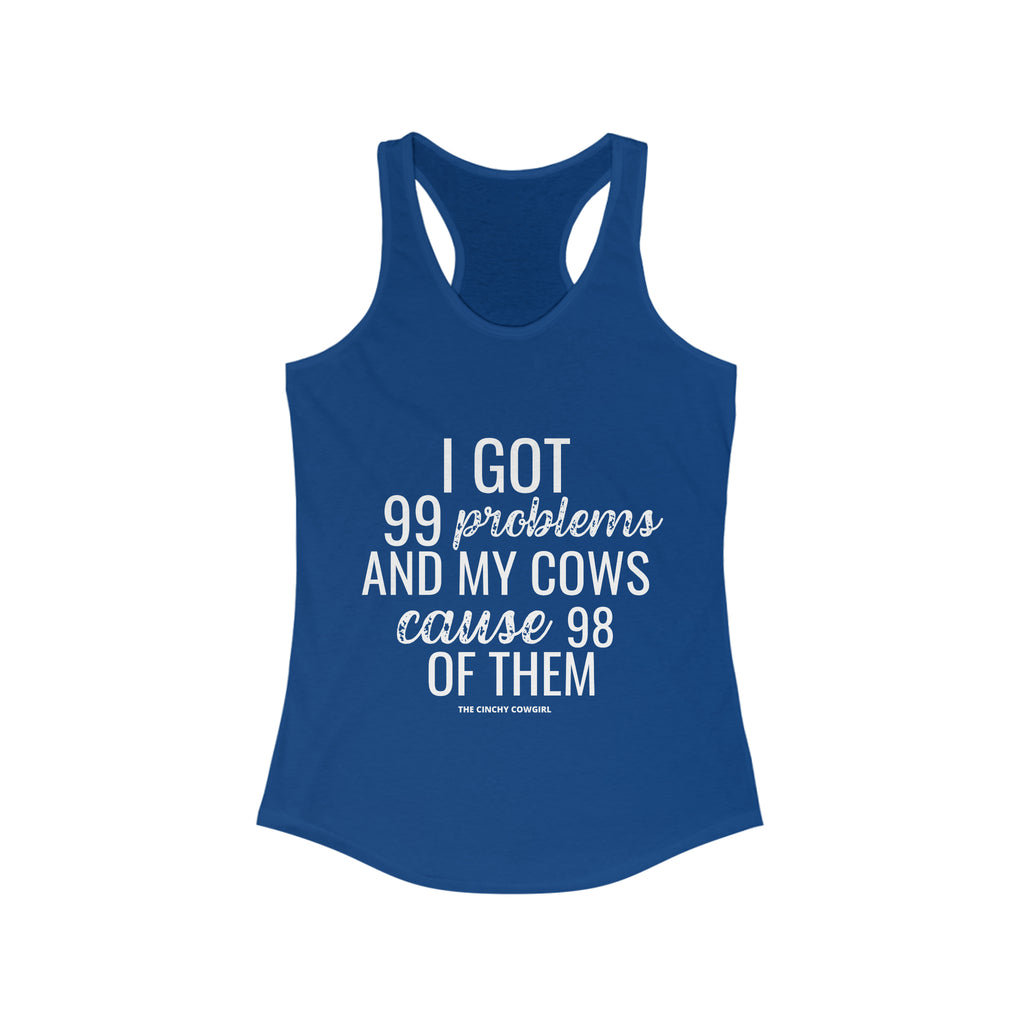 Cow Problems Racerback Tank tcc graphic tee Printify XS Solid Royal 