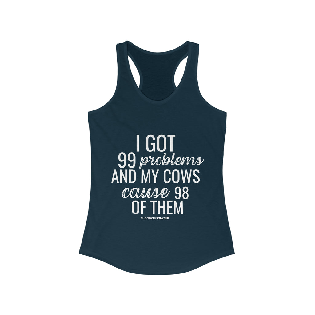 Cow Problems Racerback Tank tcc graphic tee Printify XS Solid Midnight Navy 