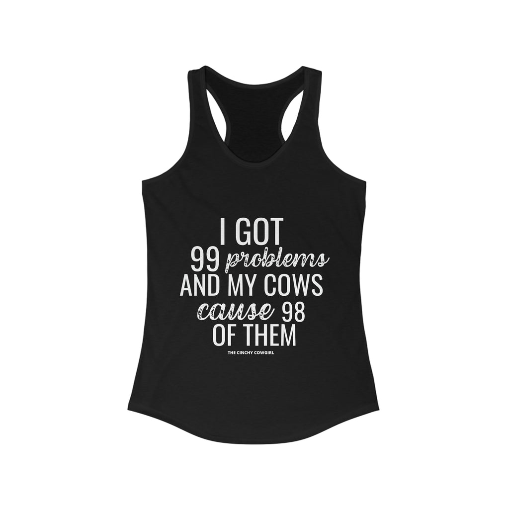 Cow Problems Racerback Tank tcc graphic tee Printify XS Solid Black 