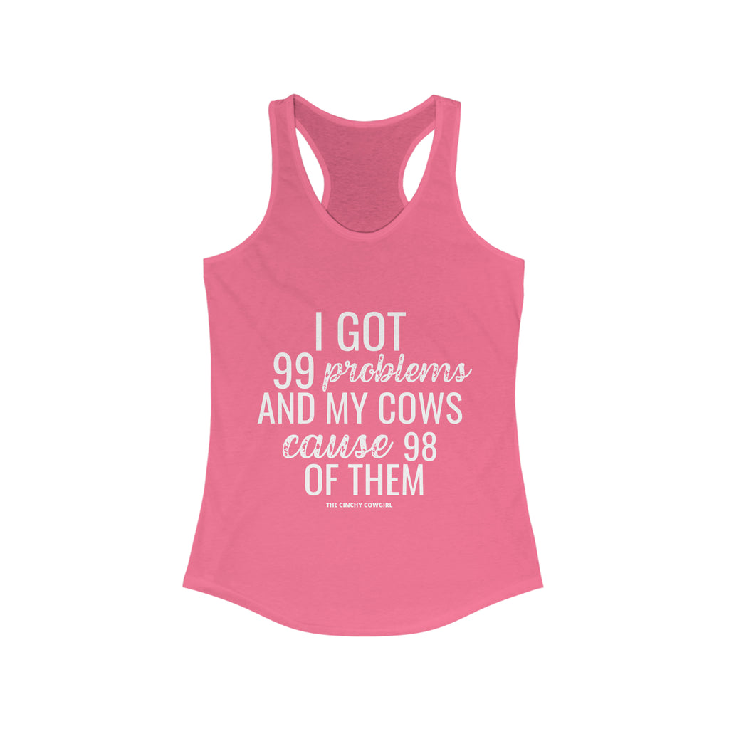 Cow Problems Racerback Tank tcc graphic tee Printify XS Solid Hot Pink 