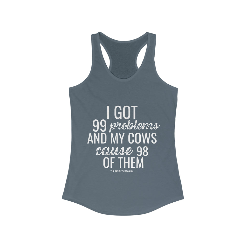 Cow Problems Racerback Tank tcc graphic tee Printify XS Solid Indigo 