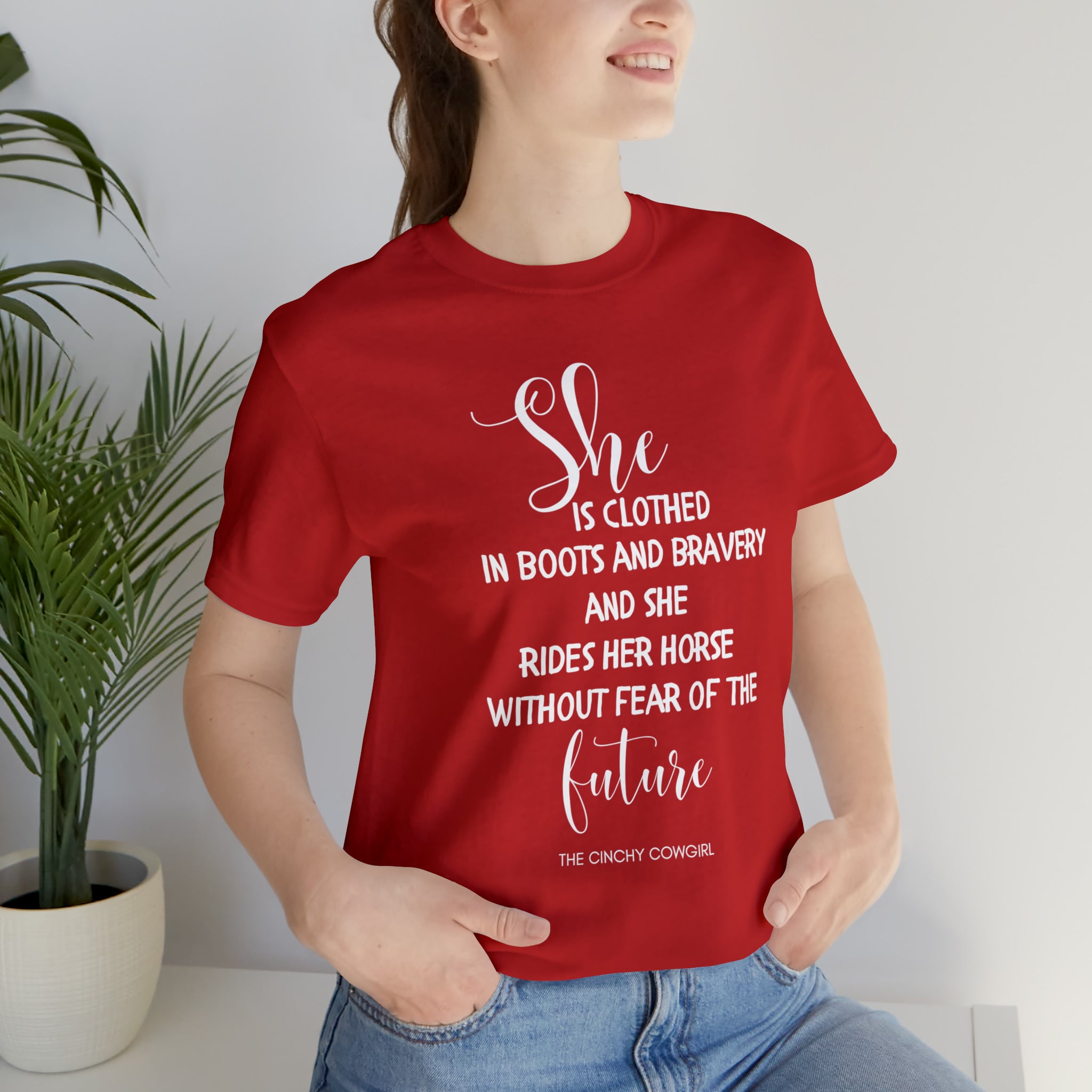 She is Clothed Short Sleeve Tee tcc graphic tee Printify Red XS