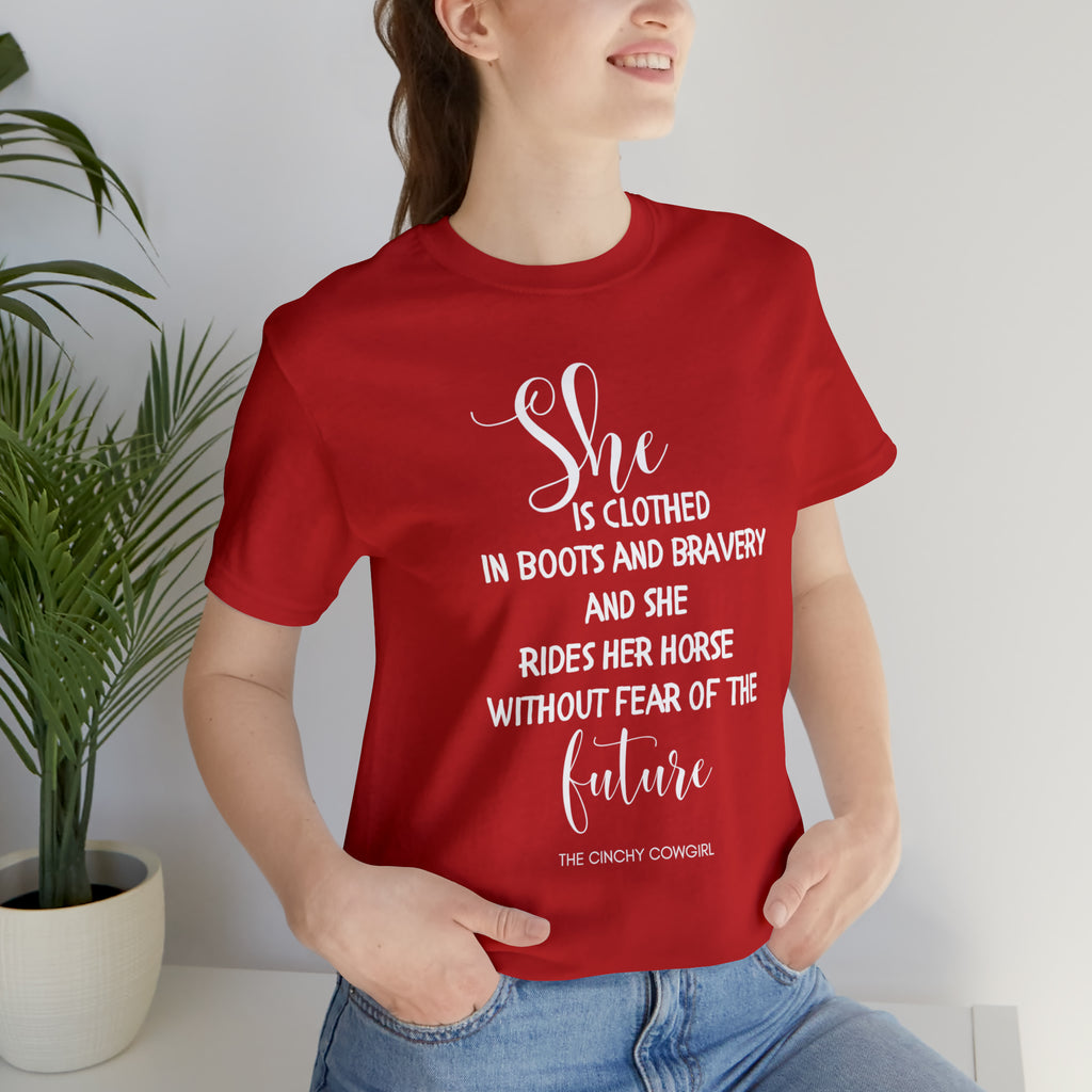 She is Clothed Short Sleeve Tee tcc graphic tee Printify Red M 