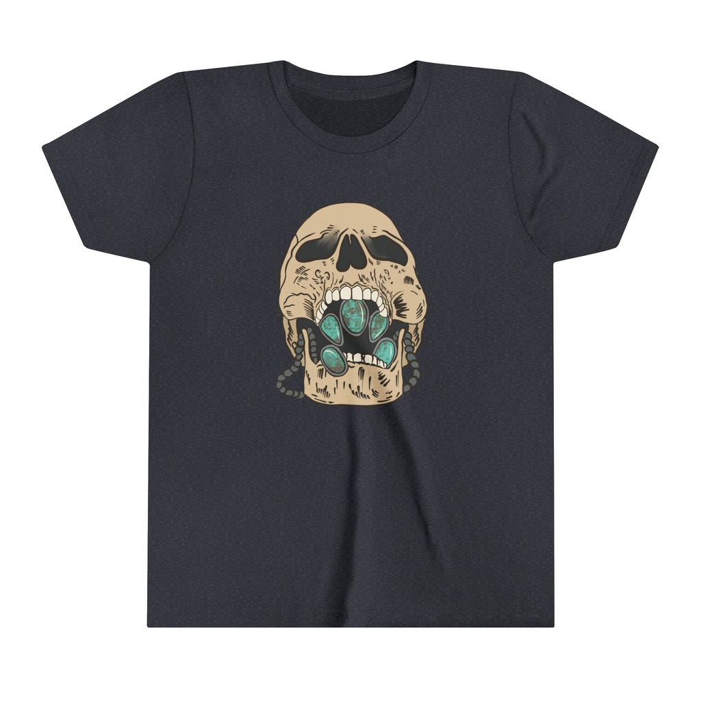 Squash Blossom Skull Youth Short Sleeve Tee Navy