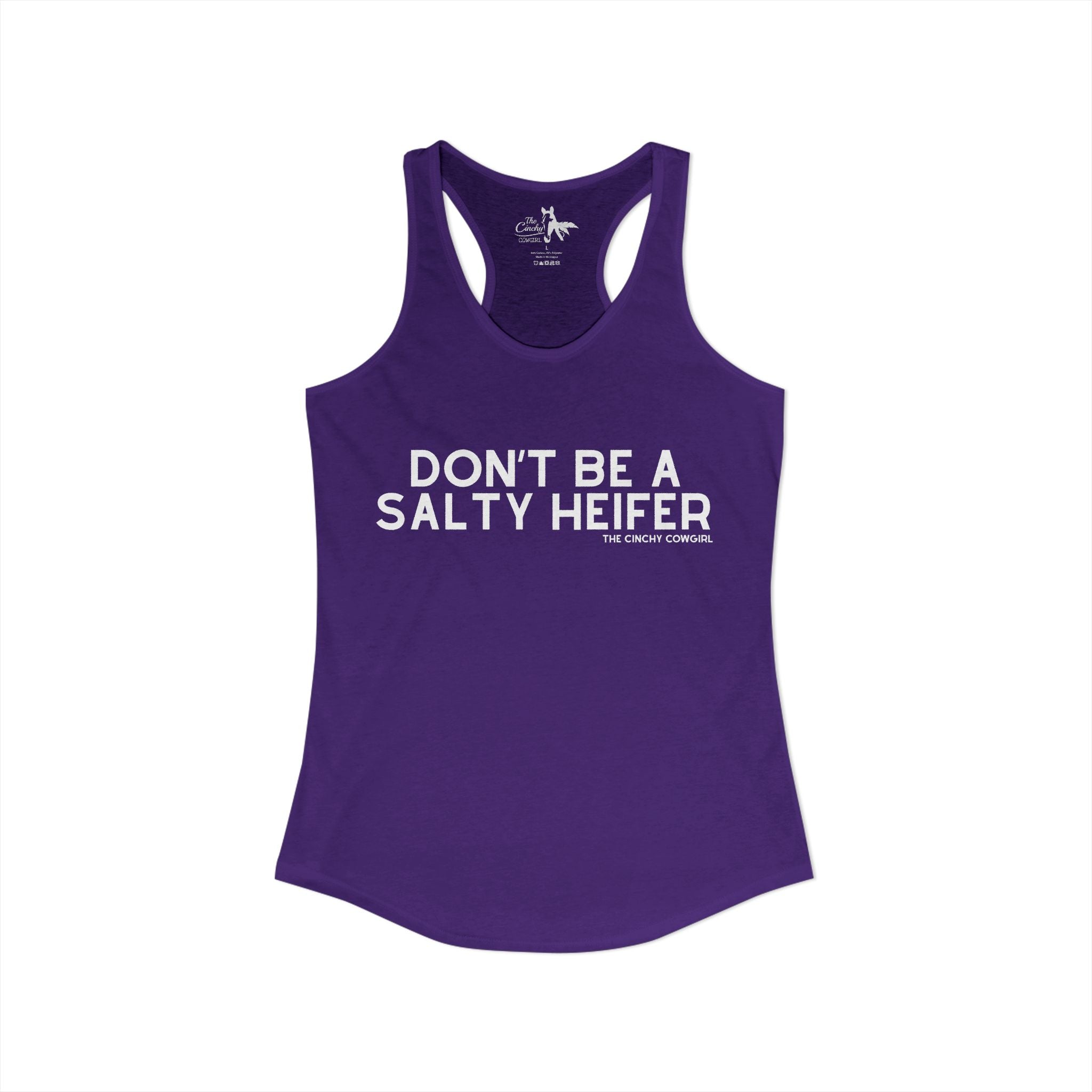 Don't Be A Salty Heifer Tank Top Tank Top The Cinchy Cowgirl - Print XS Solid Purple Rush