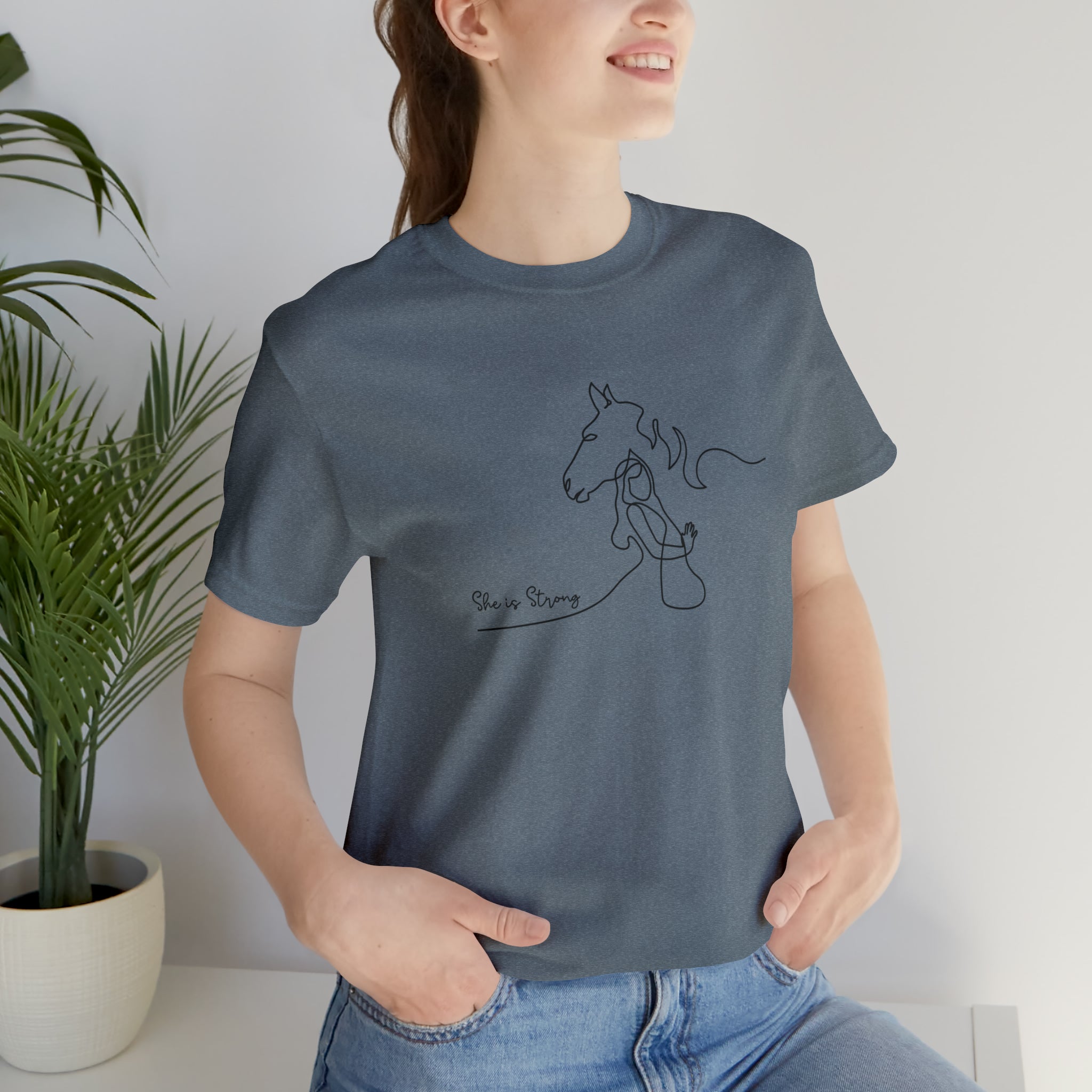 She is Strong Short Sleeve Tee tcc graphic tee Printify Heather Slate XS 