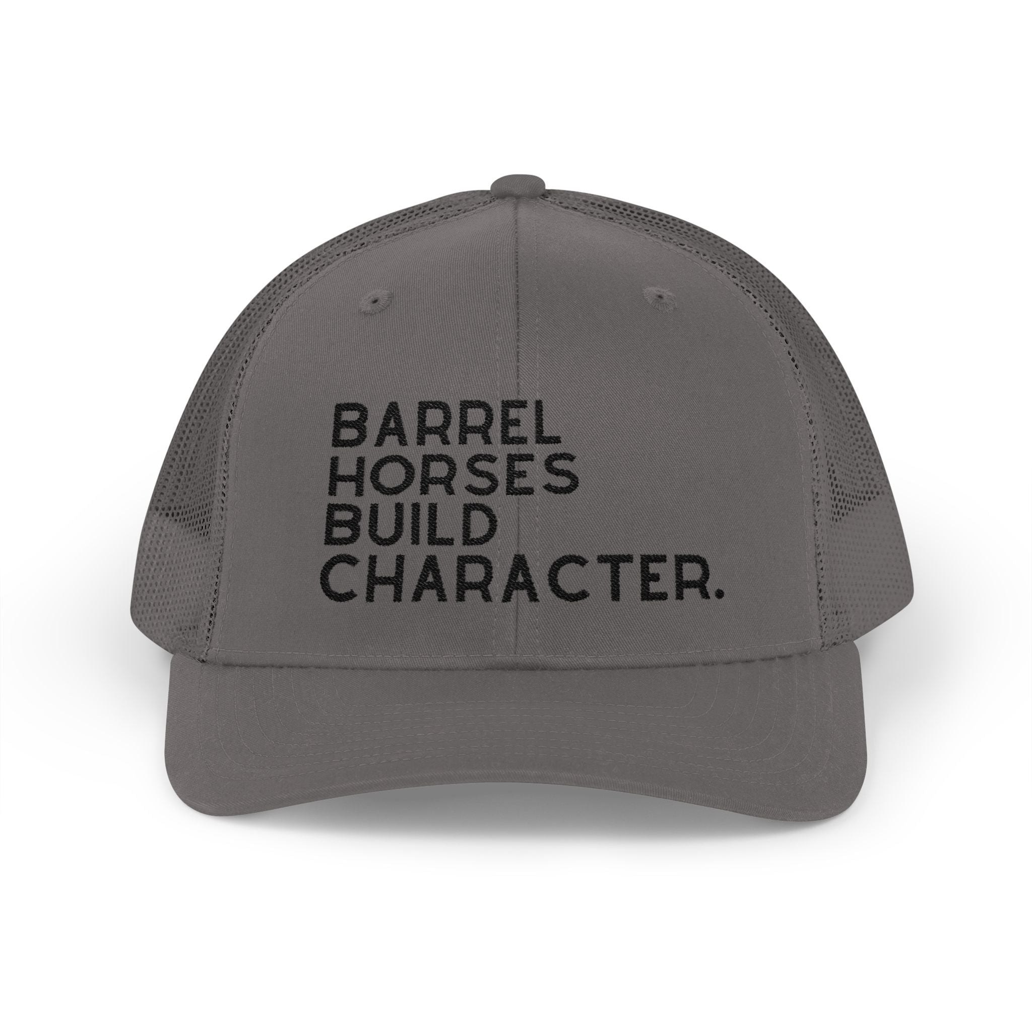 Barrel Horses Build Character Embroidered Hat Hats The Cinchy Cowgirl - Print Charcoal One size