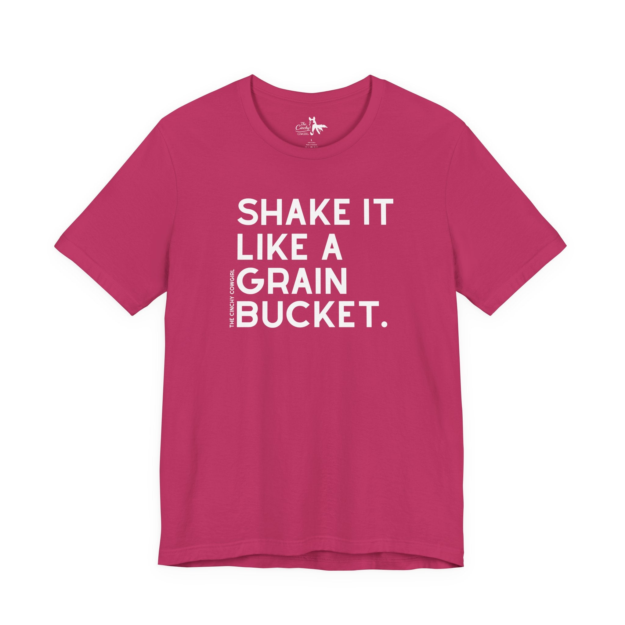 Shake It Like A Grain Bucket Short Sleeve Tee Graphic Tee The Cinchy Cowgirl - Print Berry XS