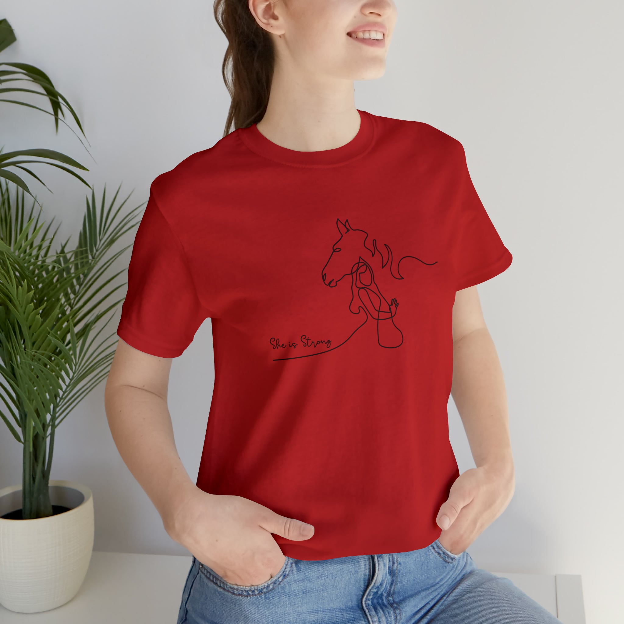 She is Strong Short Sleeve Tee tcc graphic tee Printify Red XS 