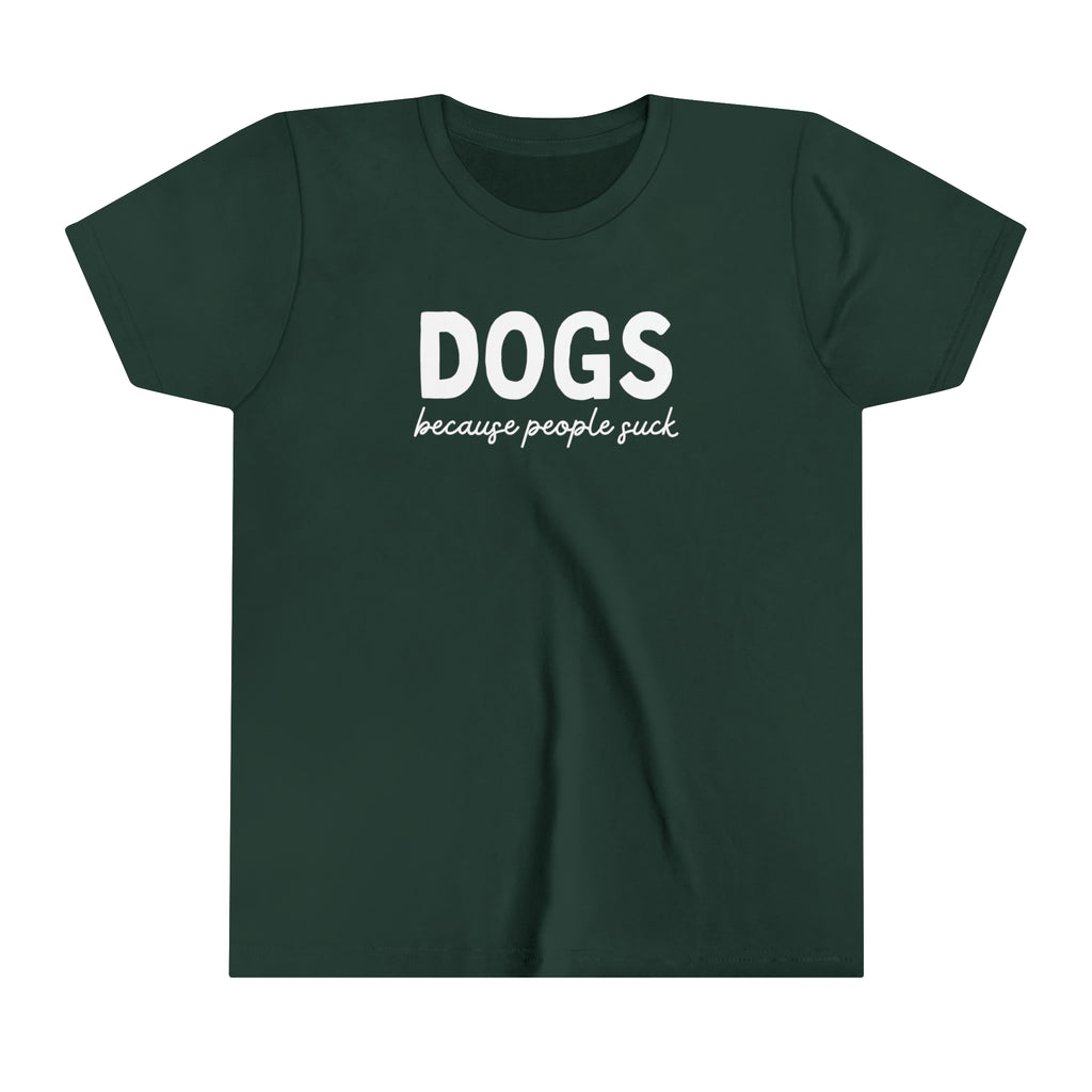 Forest youth short sleeve with black lettering reading "Dog mom of the Freakin Year". 