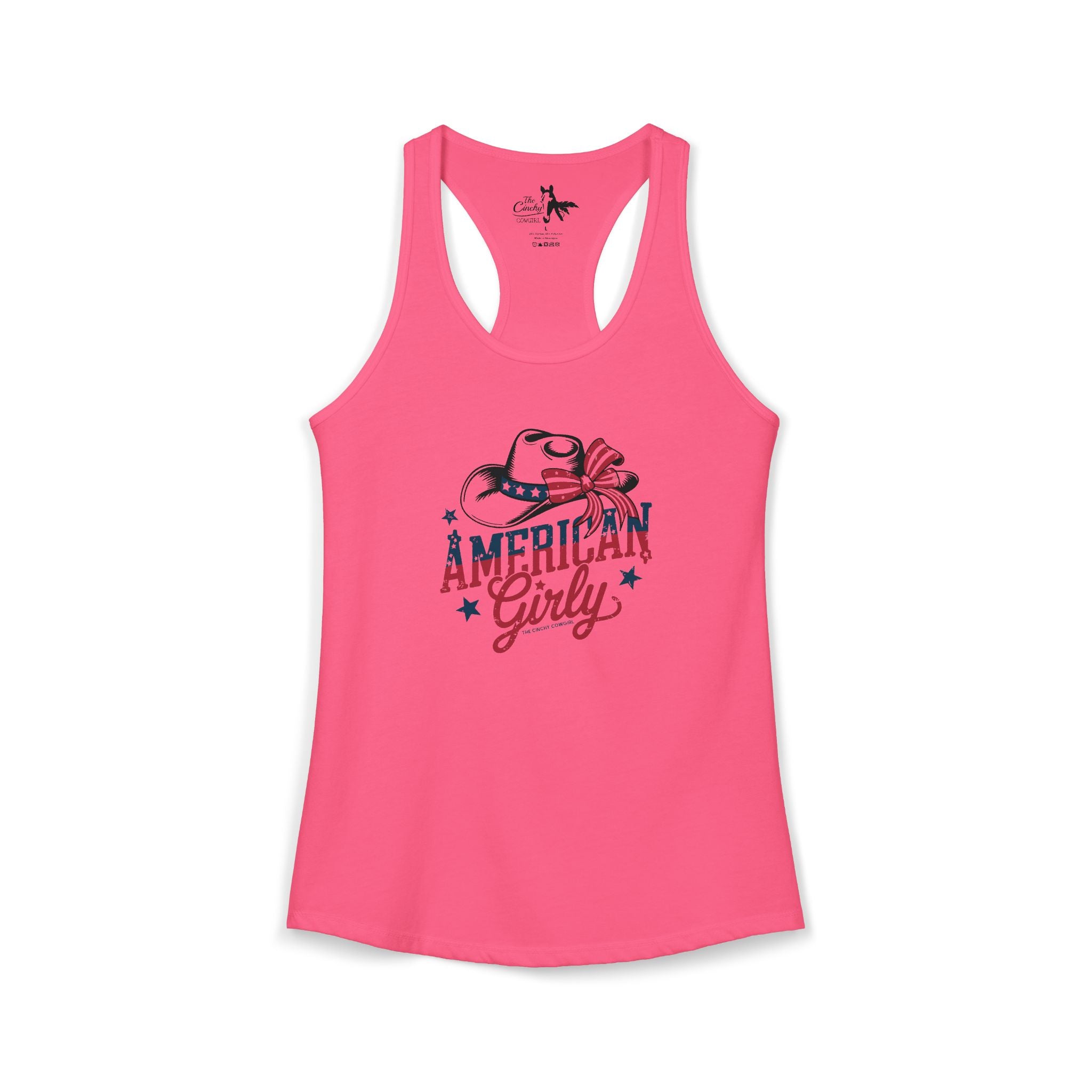 American Girly Tank Top Tank Top The Cinchy Cowgirl - Print XS Solid Hot Pink