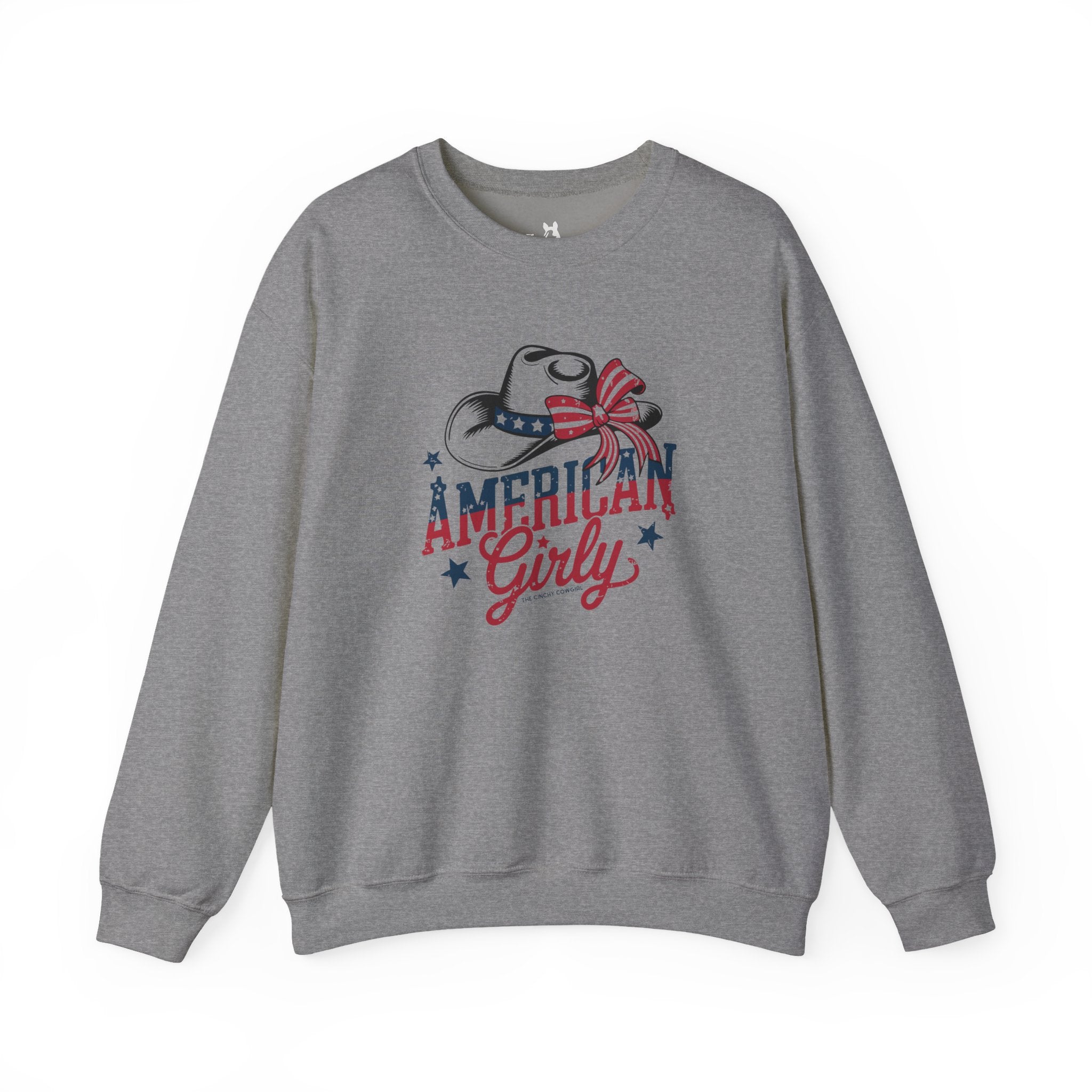 American Girly Fleece Pullover Sweatshirt The Cinchy Cowgirl - Print S Graphite Heather