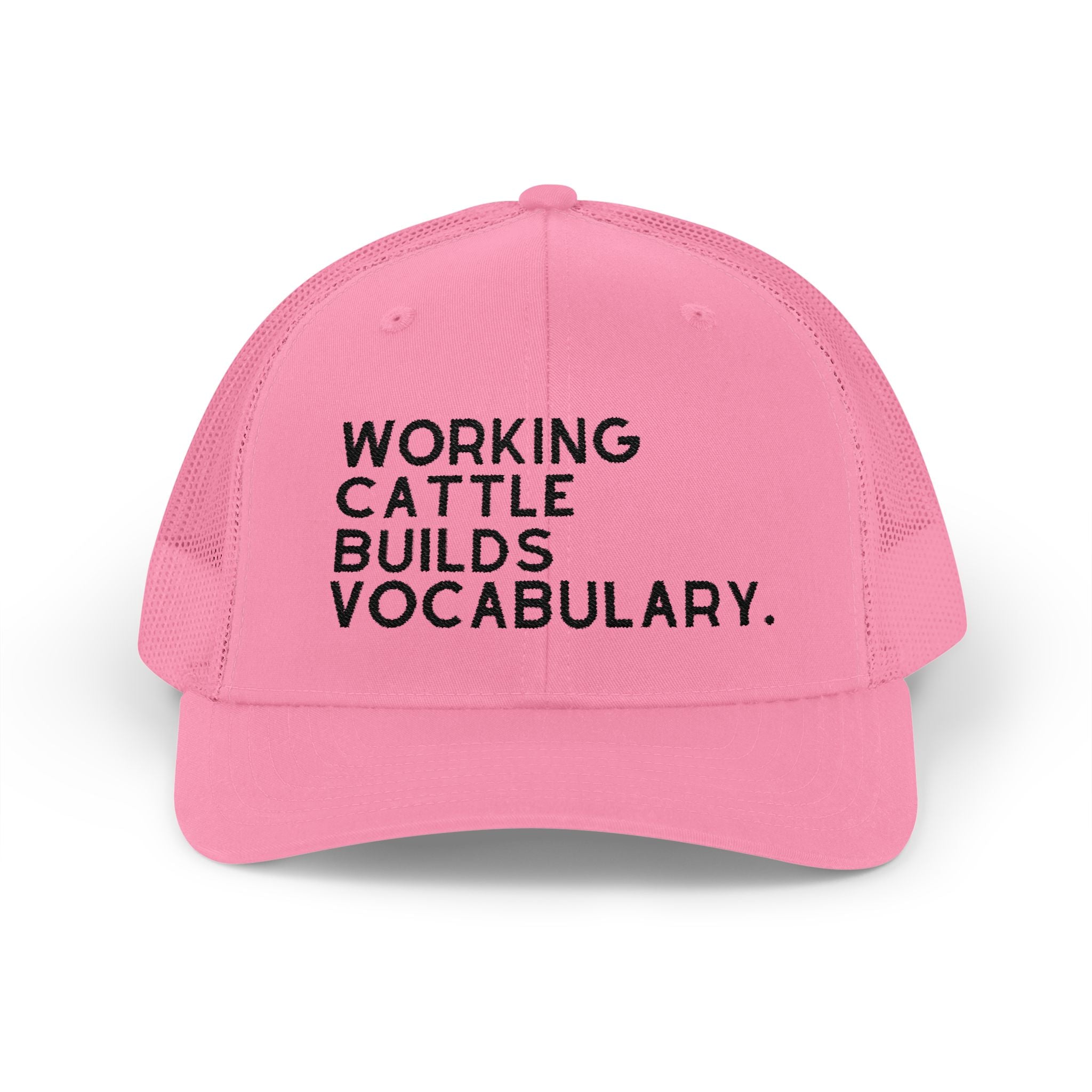 Embroidered Working Cattle Builds Vocabulary Trucker Hat [23 Colors] Embroidered TCC Hat The Cinchy Cowgirl - Print Pink