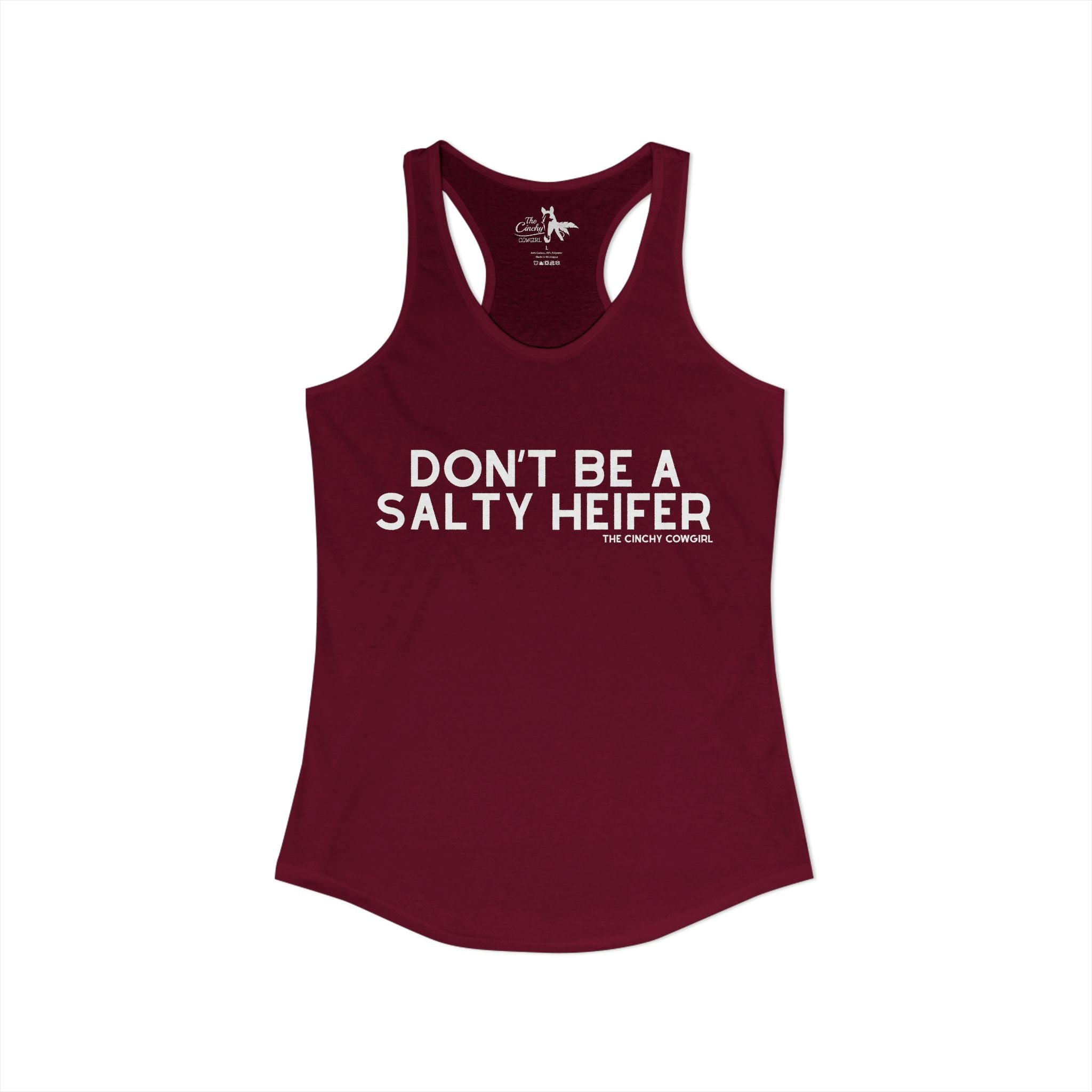 Don't Be A Salty Heifer Tank Top Tank Top The Cinchy Cowgirl - Print XS Solid Cardinal Red