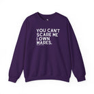 You Can't Scare Me I Own Mares Pullover Sweatshirt The Cinchy Cowgirl - Print S Purple