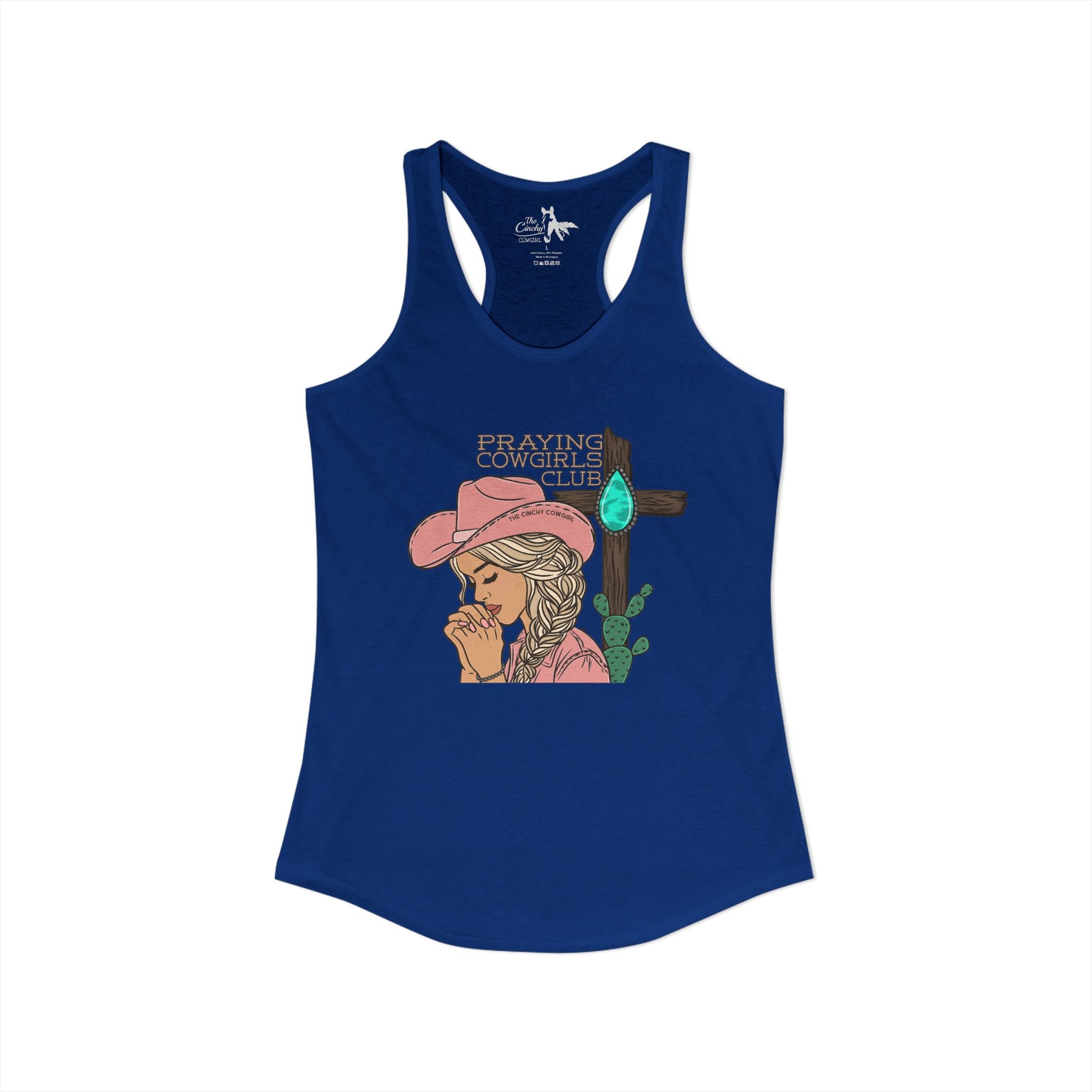 Praying Cowgirls Club Tank Top Tank Top The Cinchy Cowgirl - Print XS Solid Royal
