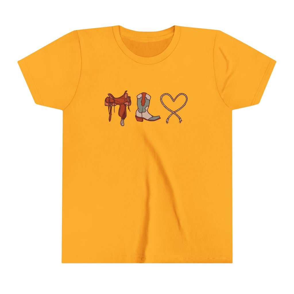 Western Love Youth Short Sleeve Tee Gold