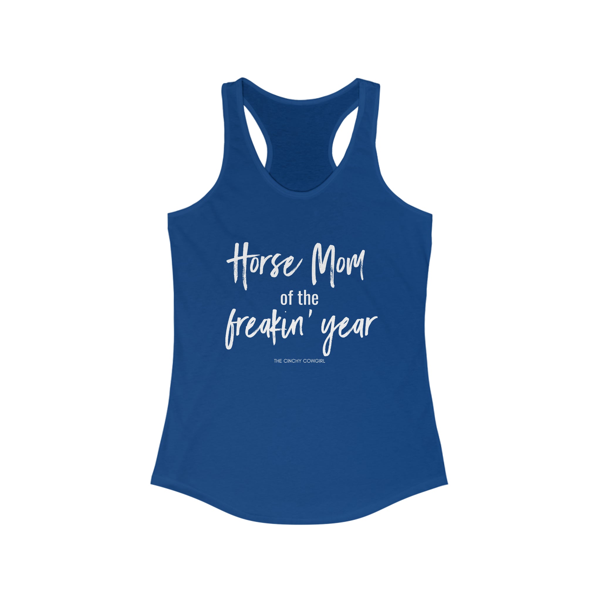 Horse Mom of the Freakin' Year Racerback Tank tcc graphic tee Printify XS Solid Royal 