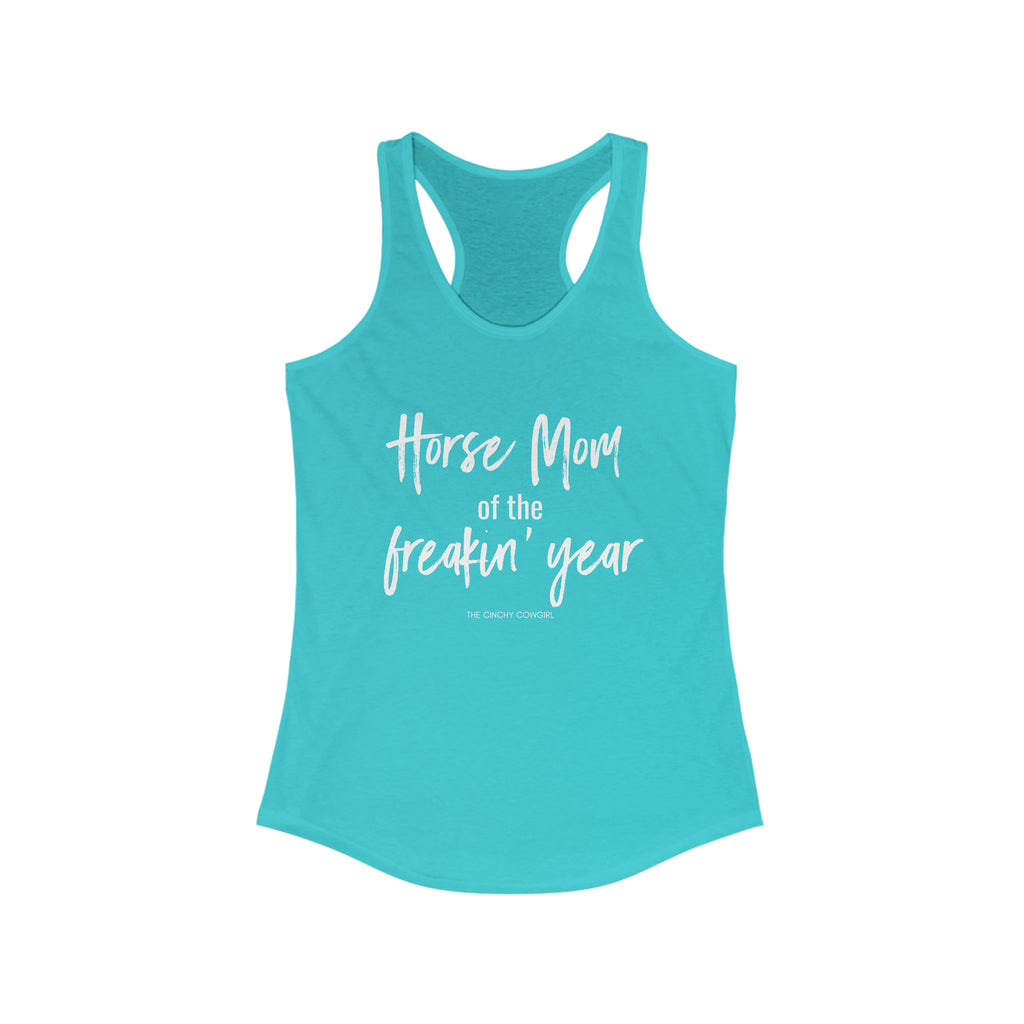 Horse Mom of the Freakin' Year Racerback Tank tcc graphic tee Printify XS Solid Tahiti Blue 