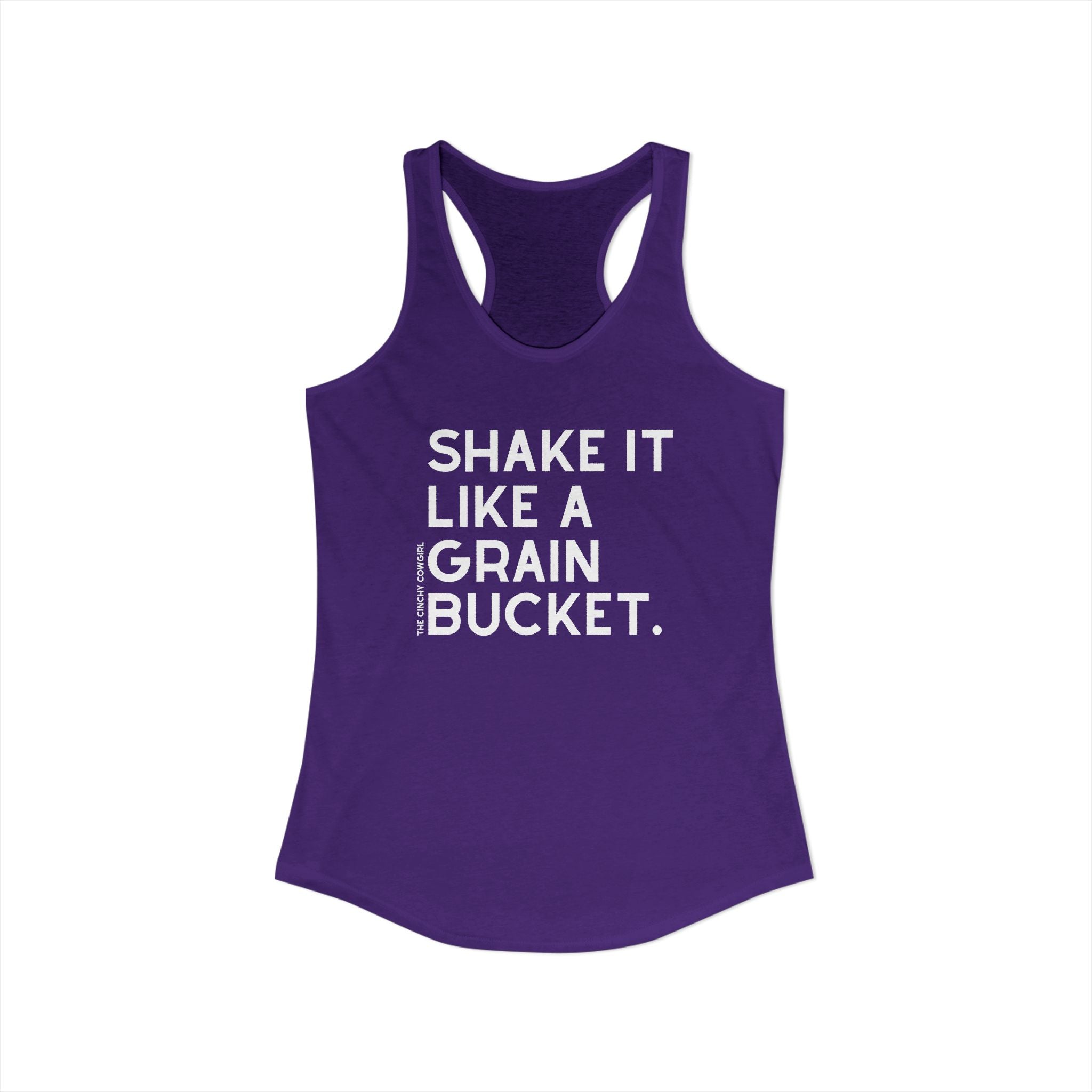 Shake It Like A Grain Bucket Racerback Tank Tank Top The Cinchy Cowgirl - Print XS Solid Purple Rush