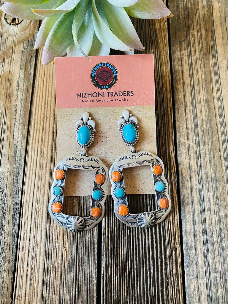 Southwestern Buckle Dangle Earrings NT jewelry NizhoniTradersLLC   