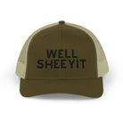 Well Sheeyit Trucker Hat Embroidered TCC Hat The Cinchy Cowgirl- Print Moss / Khaki