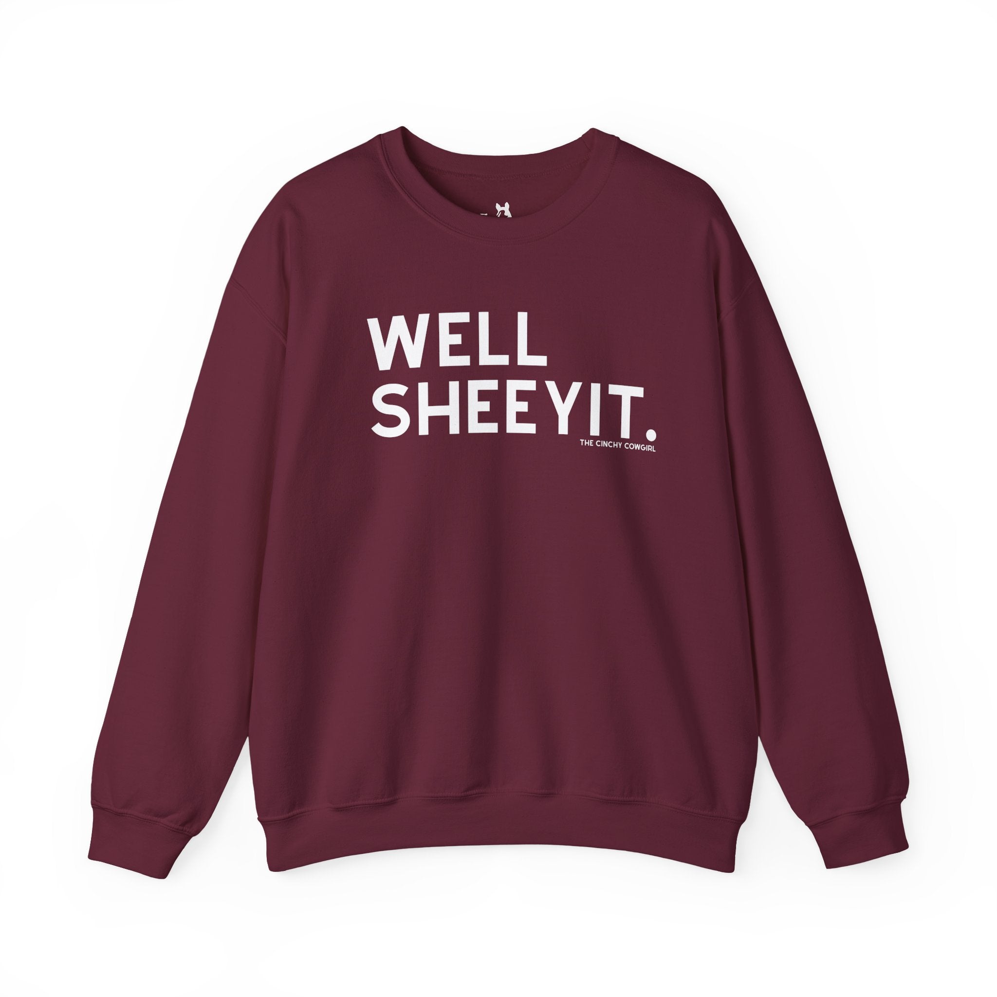 Well Sheeyit Fleece Pullover Sweatshirt The Cinchy Cowgirl - Print S Maroon