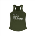 Bay Mares Build Character Racerback Tank graphic tank The Cinchy Cowgirl - Print XS Solid Military Green