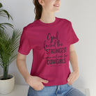 God Found the Strongest Short Sleeve Tee tcc graphic tee Printify Berry XS 