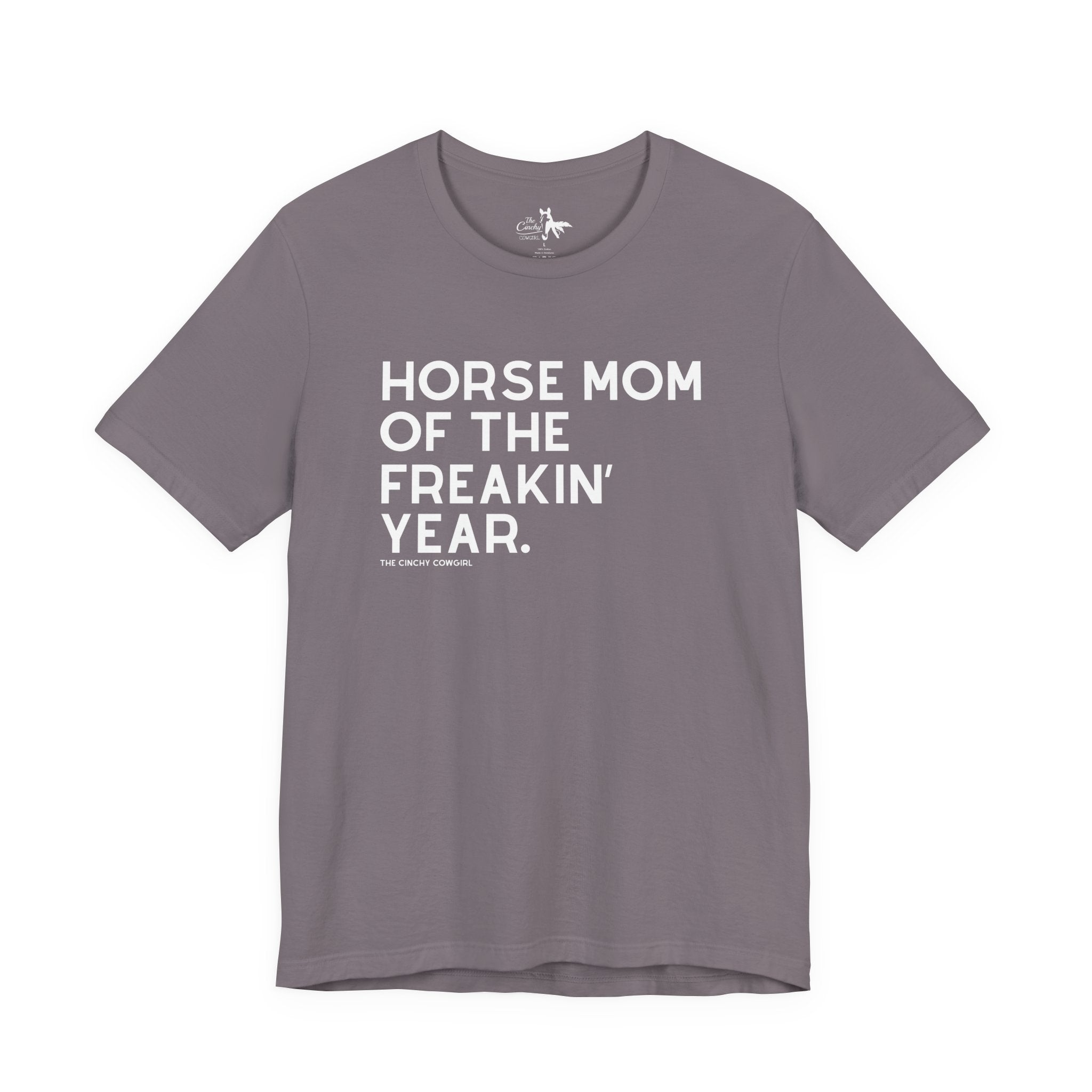Horse Mom of the Freakin' Year Short Sleeve Tee Graphic Tee The Cinchy Cowgirl - Print Storm XS