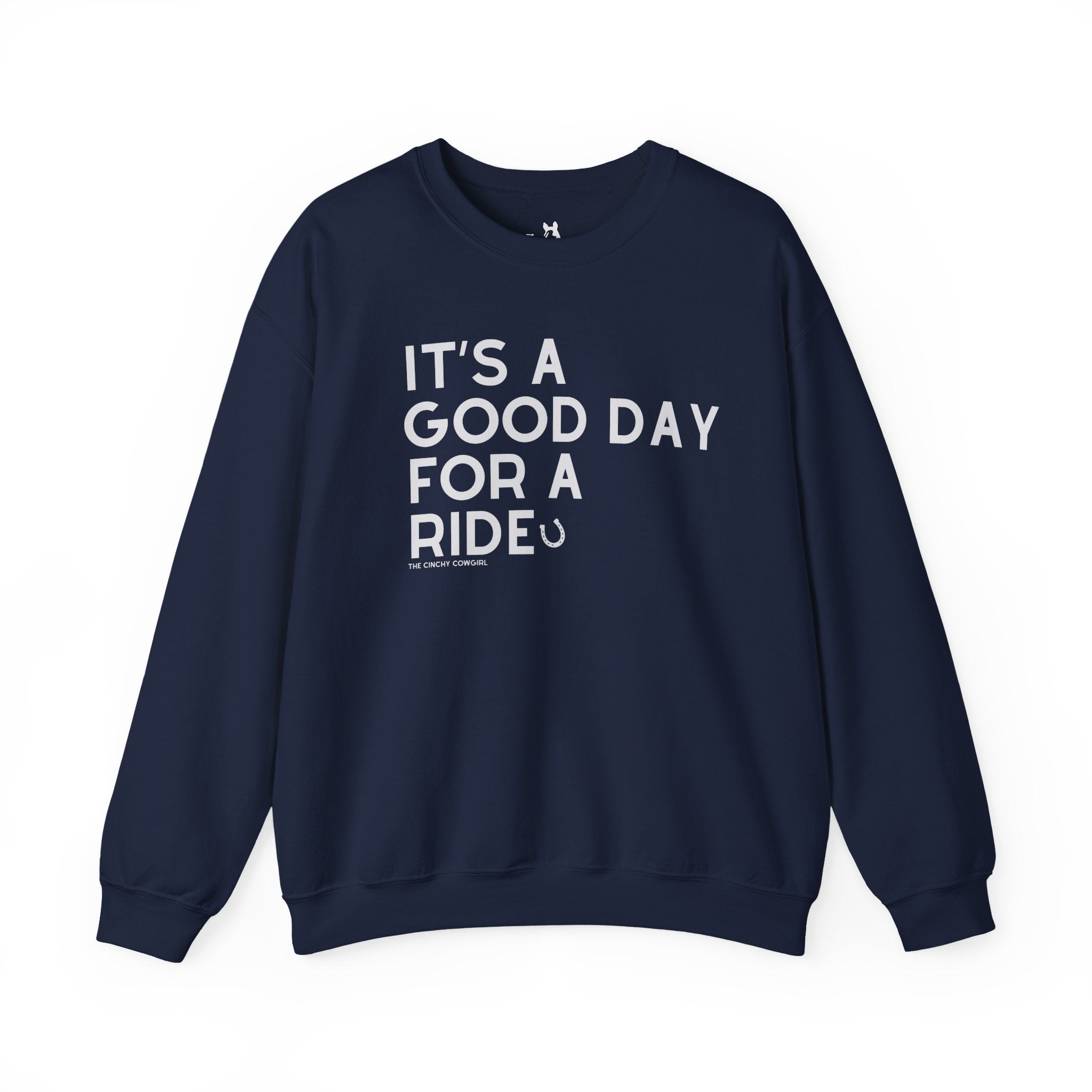 It's A Good Day For A Ride Fleece Pullover Sweatshirt The Cinchy Cowgirl - Print S Navy