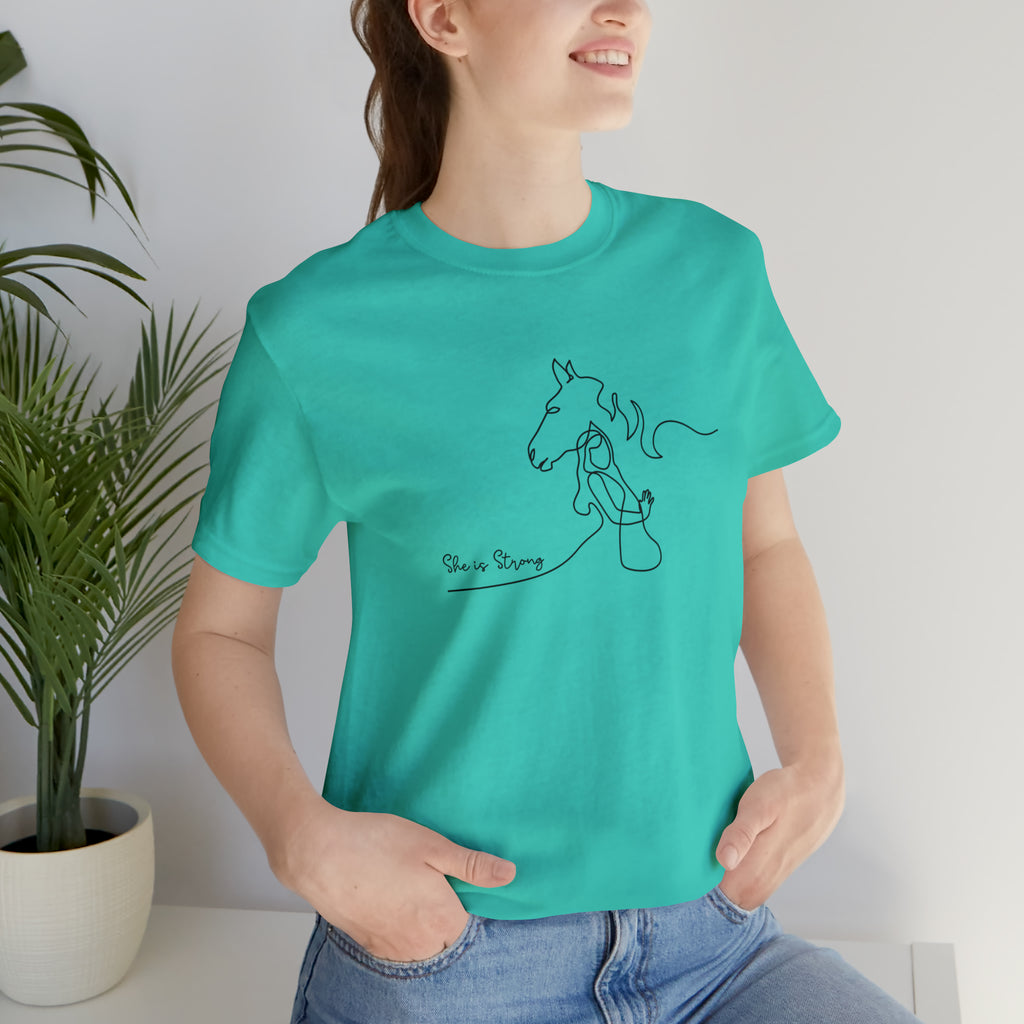 She is Strong Short Sleeve Tee tcc graphic tee Printify Teal XS 