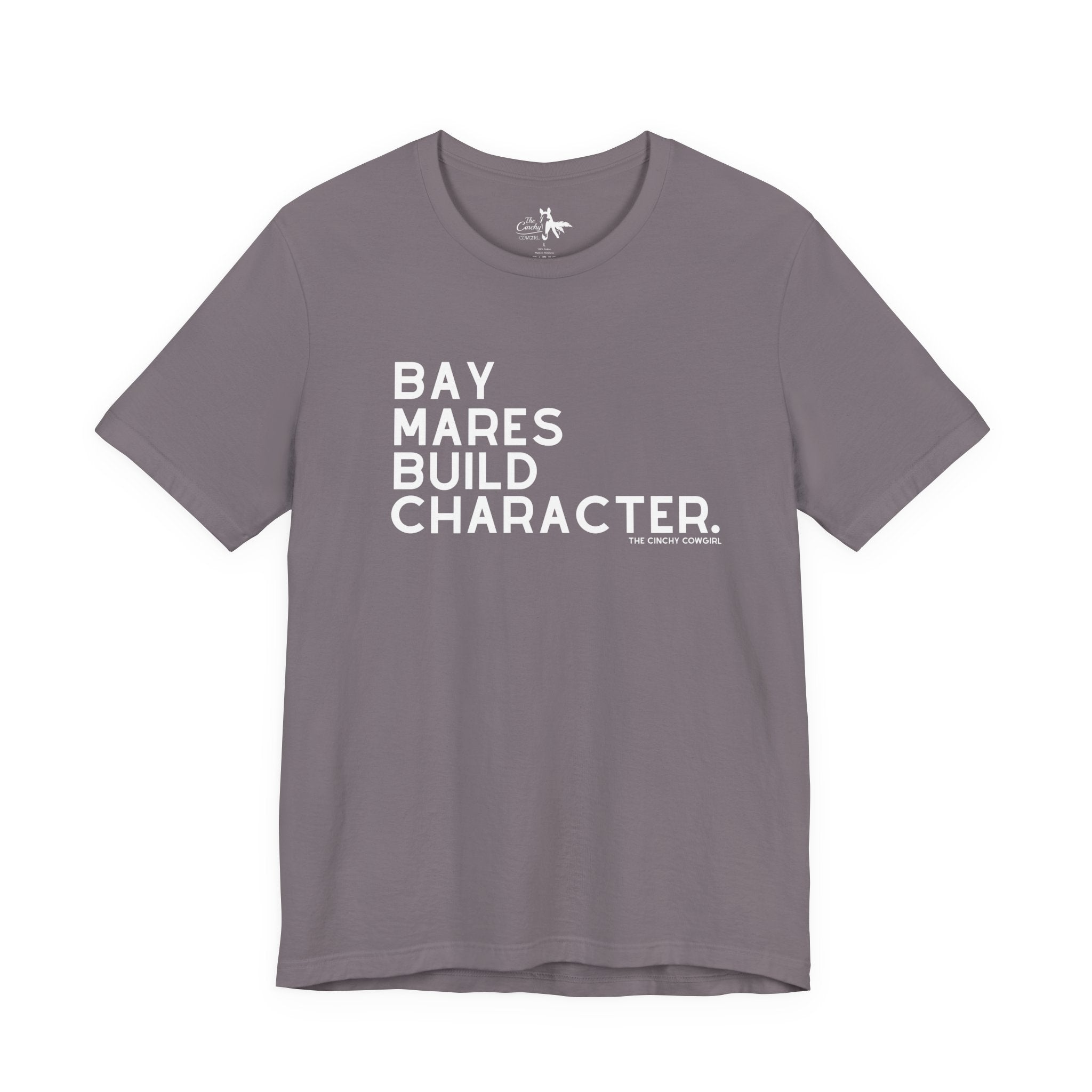 Bay Mares Build Character Short Sleeve Tee Graphic Tee The Cinchy Cowgirl - Print Storm XS