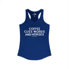 Coffee, Cuss Words And Horses Tank Top Tank Top The Cinchy Cowgirl - Print XS Solid Royal