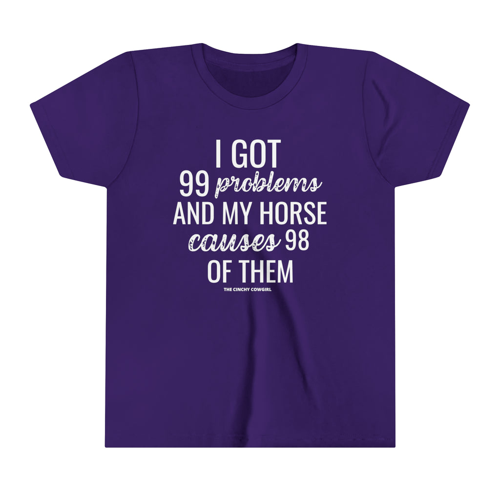 Horse Problem Youth Short Sleeve Tee Purple