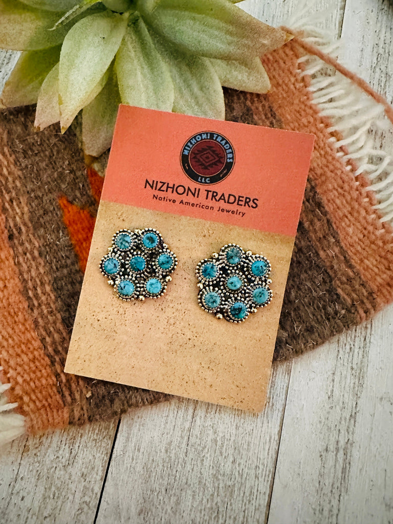 Kingman Floral Cluster Earrings NT jewelry Nizhoni Traders LLC   